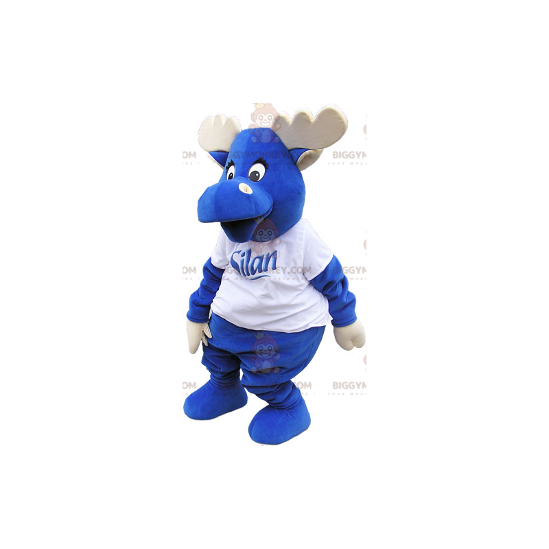 Disfraz de mascota BIGGYMONKEY™ All Blue Elk con astas y