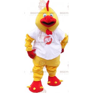 Costume de mascotte BIGGYMONKEY™ de coq jaune et rouge géant
