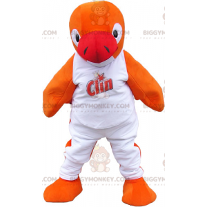 Orange Penguin BIGGYMONKEY™ Mascot Costume in White Outfit -