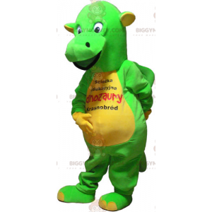 Costume de mascotte BIGGYMONKEY™ de dinosaure vert flashy et