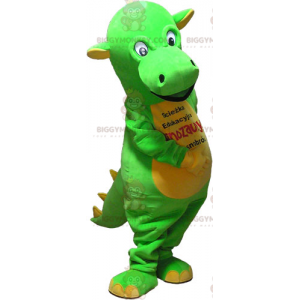 Verde mascote e amarelo do dinossauro, gigante