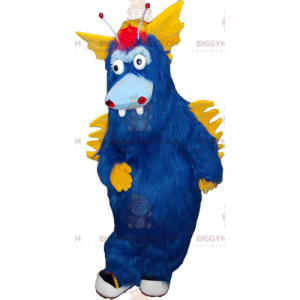 BIGGYMONKEY™ Big Furry blauw en geel monster mascotte kostuum -
