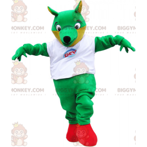 Big Green Fox BIGGYMONKEY™ Mascot Costume With White T-Shirt -