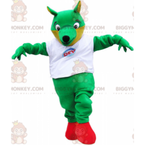 Big Green Fox BIGGYMONKEY™ mascottekostuum met wit T-shirt -