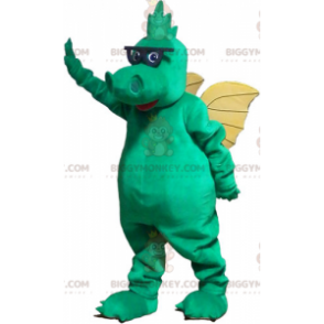Disfraz de mascota BIGGYMONKEY™ Dragón verde con alas amarillas