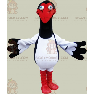BIGGYMONKEY™ maskotkostume af hvid sort og rød måge. fugl