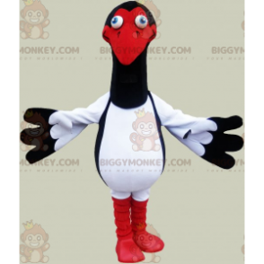 Traje de mascote BIGGYMONKEY™ de gaivota branca preta e vermelha. fantasia de pássaro - Mascote pássaro - BiggyMonkey.com