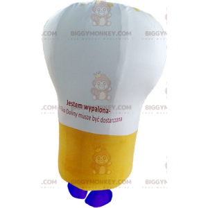 Obří bílá žlutá modrá žárovka kostým maskota BIGGYMONKEY™ –