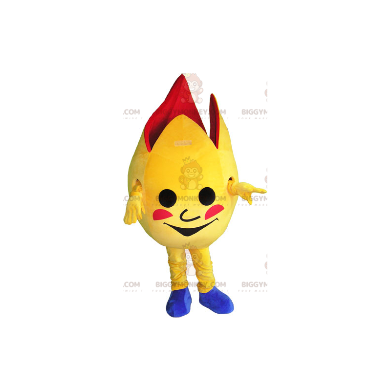 Traje de mascote BIGGYMONKEY™ de ovo aberto gigante amarelo e