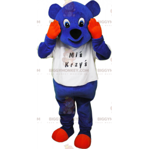 BIGGYMONKEY™ Mascot Costume Blue Cub With Orange Hands And Paws