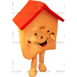 Very Smiling Orange and Red House BIGGYMONKEY™ Mascot Costume -