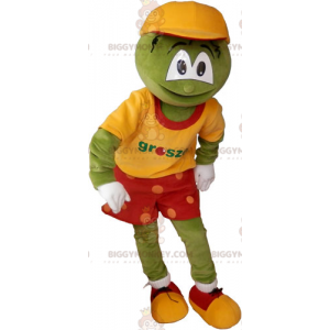 BIGGYMONKEY™ Maskotdräkt Grön rolig man i färgglad outfit -