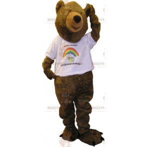 BIGGYMONKEY™ Big Brown Bear Mascot Costume With White T-Shirt –