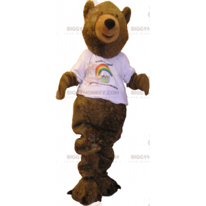 Στολή μασκότ BIGGYMONKEY™ Big Brown Bear με λευκό μπλουζάκι - Μασκότ αρκούδας - BIGGYMONKEY_06532 - BiggyMonkey.com