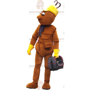 BIGGYMONKEY™ Thin Brown Man Mascot Costume With Bag -