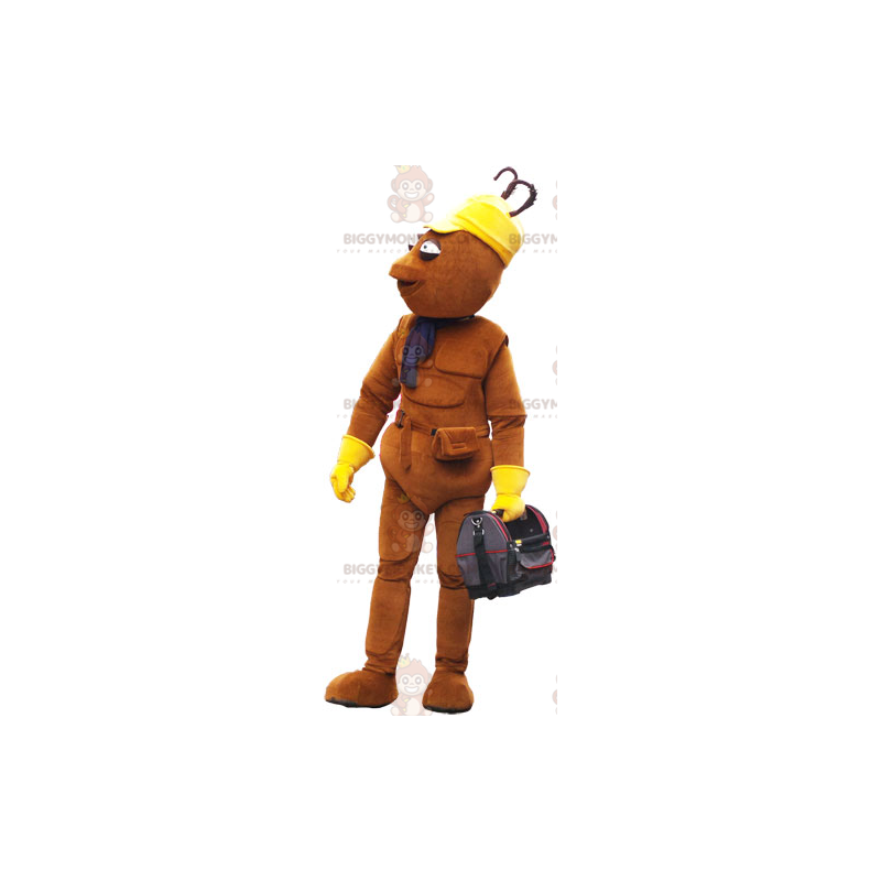 BIGGYMONKEY™ Thin Brown Man Mascot Costume With Bag -