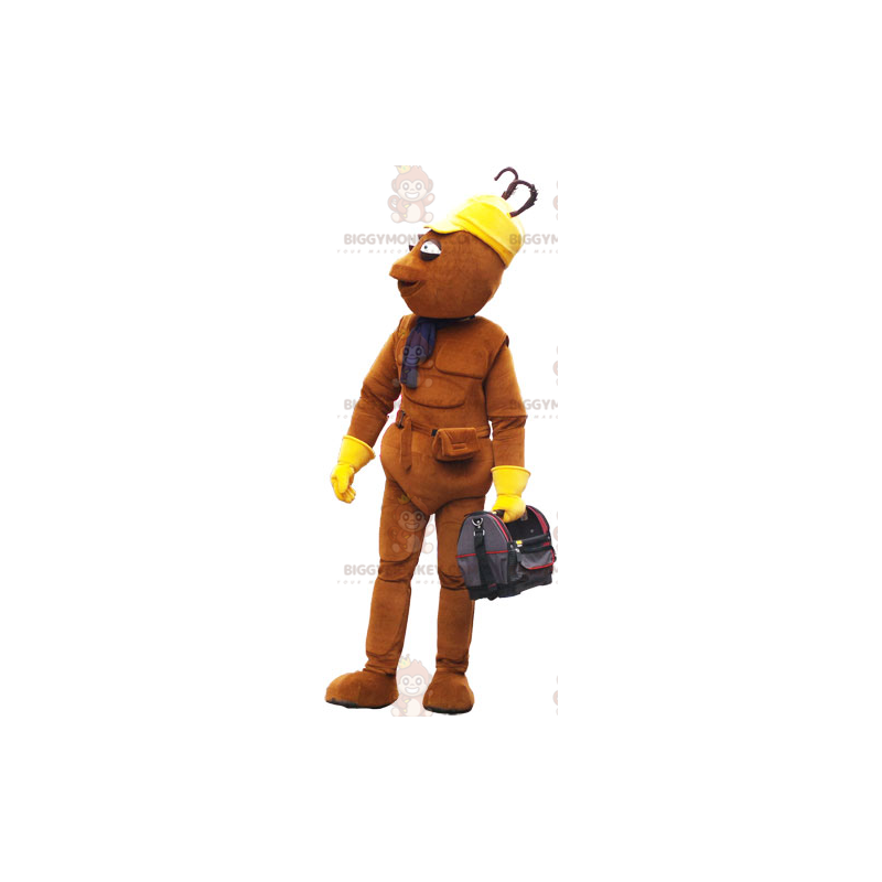 Traje de mascote masculino marrom fino BIGGYMONKEY™ com bolsa – Traje de mascote masculino marrom fino BIGGYMONKEY™ com bolsa –