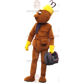 Kostým maskota BIGGYMONKEY™ tenkého hnědého muže s taškou –
