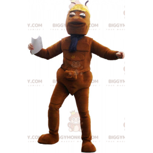 BIGGYMONKEY™ Thin Brown Man Mascot Costume With Bag -