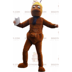 BIGGYMONKEY™ Thin Brown Man Mascot Costume With Bag -
