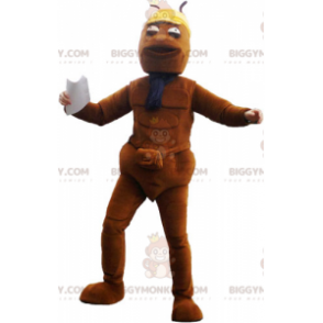 BIGGYMONKEY™ Λεπτή καφέ μασκότ ανδρική στολή με τσάντα -
