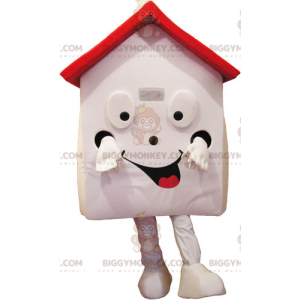 Very Smiling White and Red House BIGGYMONKEY™ Mascot Costume -