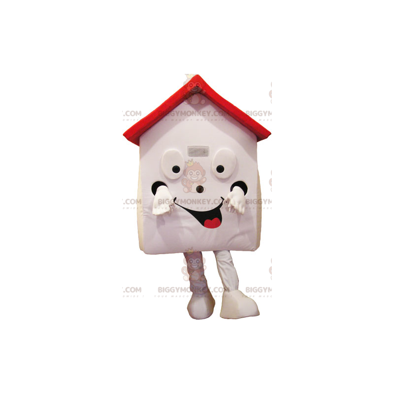 Costume mascotte BIGGYMONKEY™ della casa bianca e rossa molto Costume mascotte BIGGYMONKEY™ della casa bianca e rossa molto