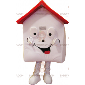 Very Smiling White and Red House BIGGYMONKEY™ Mascot Costume –