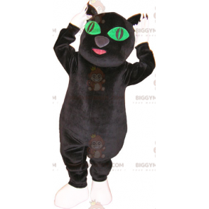 Kostým maskota BIGGYMONKEY™ Velká černobílá kočka se zelenýma