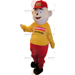 Costume de mascotte BIGGYMONKEY™ de bonhomme habillé en jaune