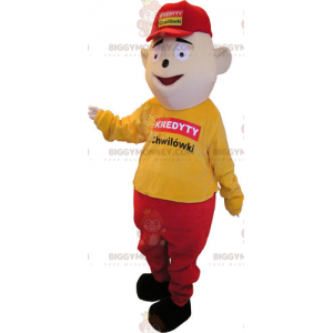 Disfraz de mascota BIGGYMONKEY™ Dressy Man en amarillo y rojo