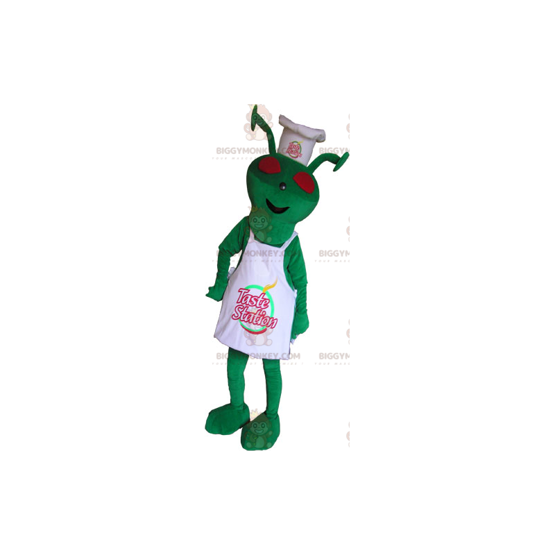 Alien BIGGYMONKEY™ Mascot Costume Dressed in Chef Outfit -