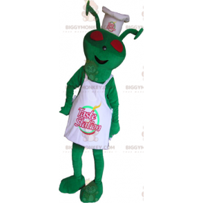Alien BIGGYMONKEY™ Mascot Costume Dressed in Chef Outfit -