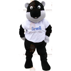 BIGGYMONKEY™ Big Funny Looking Black and White Beaver Mascot
