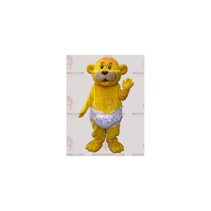 BIGGYMONKEY™ maskottiasu Yellow Bear Bear Wearing Vaippa - BIGGYMONKEY™ maskottiasu Yellow Bear Bear Wearing Vaippa -