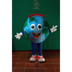 Giant Planet Earth BIGGYMONKEY™ mascottekostuum met rode hoed -