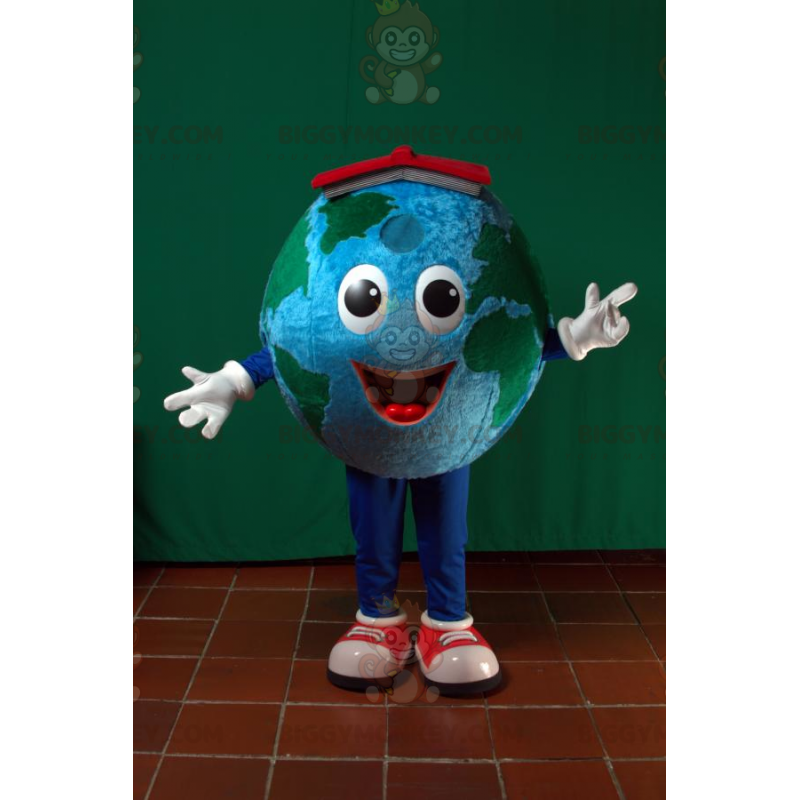 Giant Planet Earth BIGGYMONKEY™ maskotkostume med rød hat - Uklassificerede maskoter - BIGGYMONKEY_06557 - BiggyMonkey.com