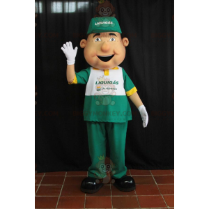 BIGGYMONKEY™ Smiling Man Mascot Costume In Gas Station Outfit -