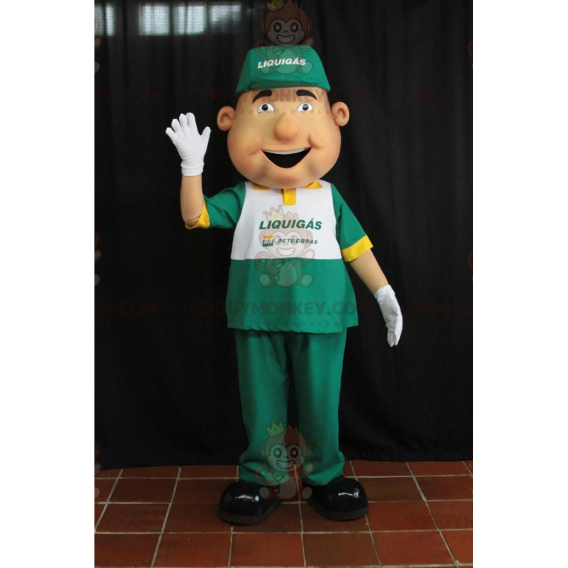 BIGGYMONKEY™-mascottekostuum voor glimlachende man in BIGGYMONKEY™-mascottekostuum voor glimlachende man in