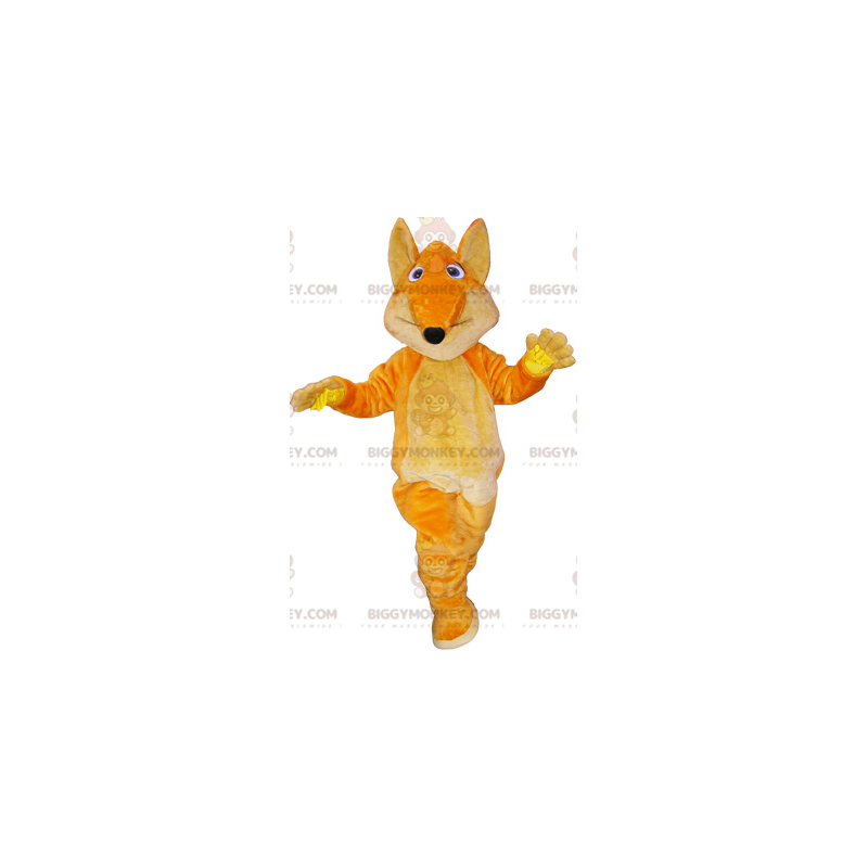 BIGGYMONKEY™ maskottipuku jättiläinen oranssi kettu isolla BIGGYMONKEY™ maskottipuku jättiläinen oranssi kettu isolla