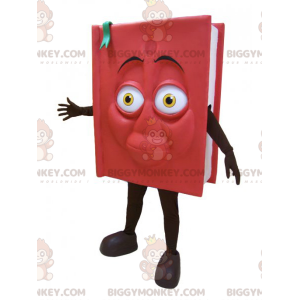 Costume de mascotte BIGGYMONKEY™ de livre géant rouge et noir.