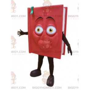 Traje da mascote do livro gigante vermelho e preto