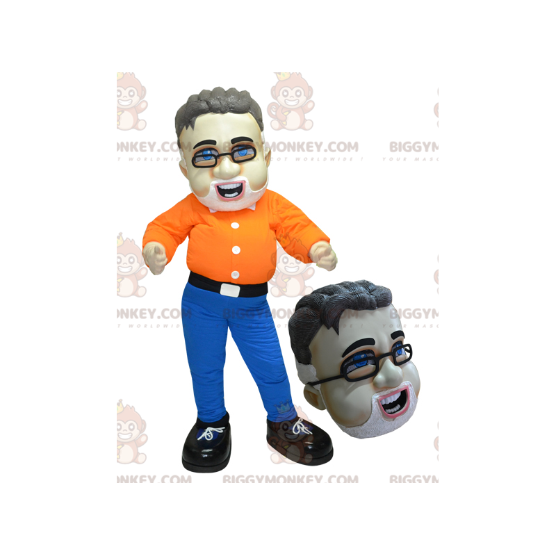 Bearded Man BIGGYMONKEY™ maskotkostume med briller - Bearded Man BIGGYMONKEY™ maskotkostume med briller -