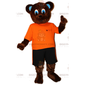 BIGGYMONKEY™ Mascottekostuum Bruine berenjong in oranje en