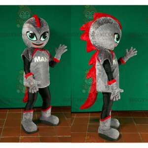 Futuristic Gray & Red Dinosaur Robot BIGGYMONKEY™ Mascot
