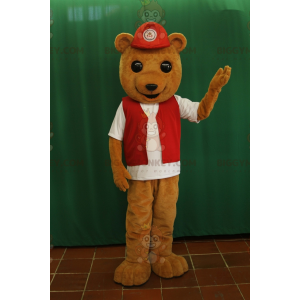 Kostým maskota BIGGYMONKEY™ Mládě medvěda hnědého s červenou