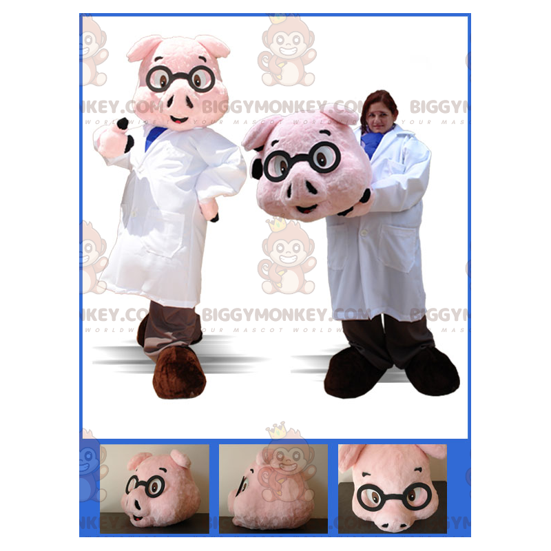 Costume de mascotte BIGGYMONKEY™ de cochon habillé en infirmier Costume de mascotte BIGGYMONKEY™ de cochon habillé en infirmier