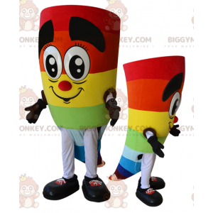 Costume da mascotte allegro multicolore pupazzo di neve