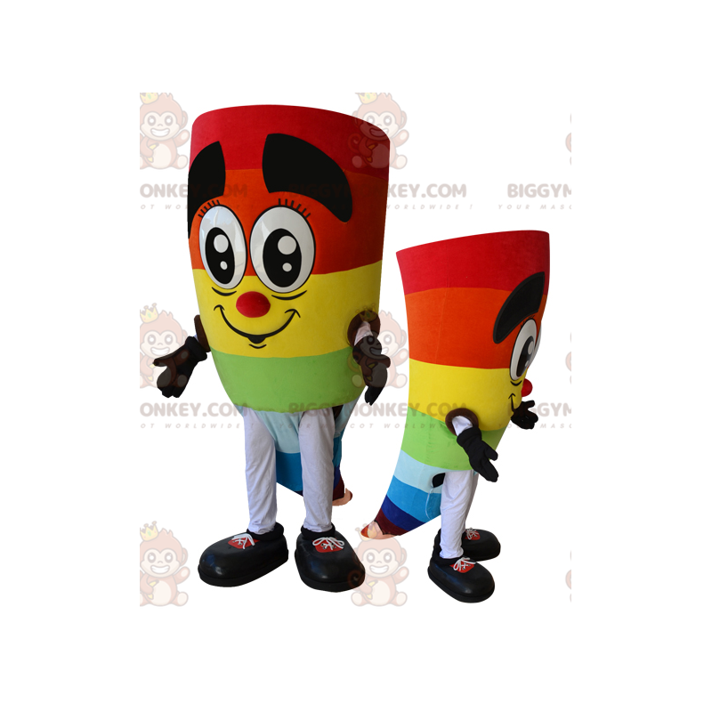 Disfraz de mascota BIGGYMONKEY™ de muñeco de nieve multicolor Disfraz de mascota BIGGYMONKEY™ de muñeco de nieve multicolor