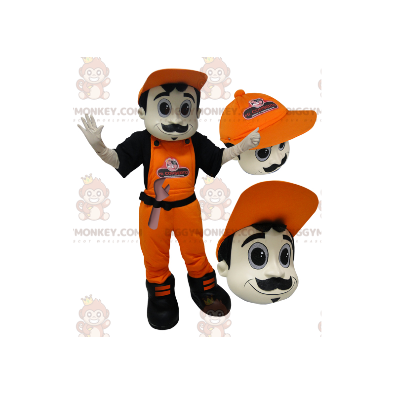 BIGGYMONKEY™ costume mascotte da uomo in tuta e berretto BIGGYMONKEY™ costume mascotte da uomo in tuta e berretto